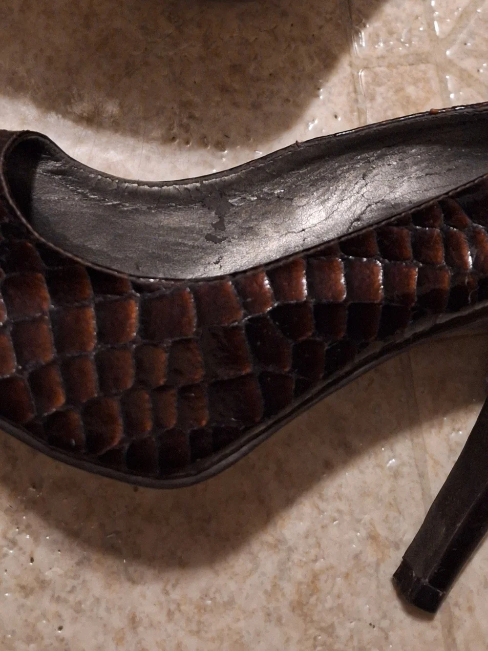 Jessica Simpson Brown Faux-Snakeskin High Heel Pumps